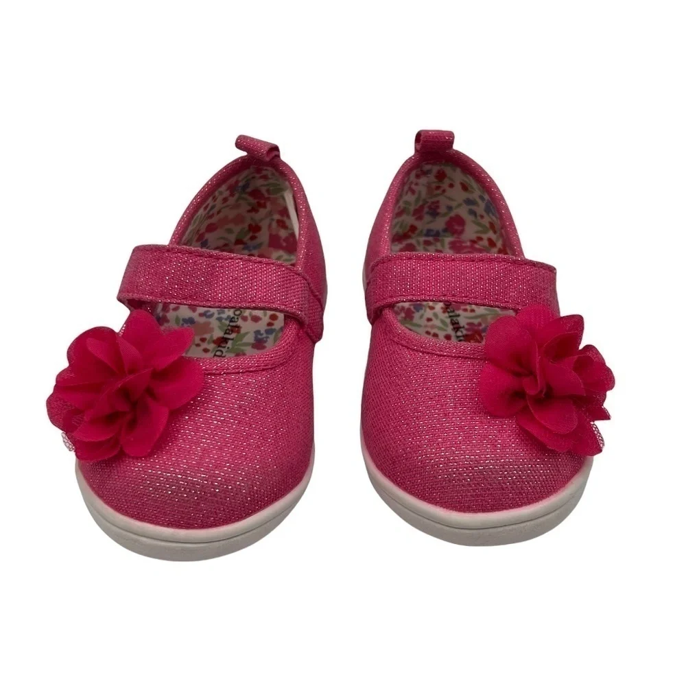 Koala Kids Pink Sparkle Floral Mary Jane Shoes Size 3 Toddler Girl's